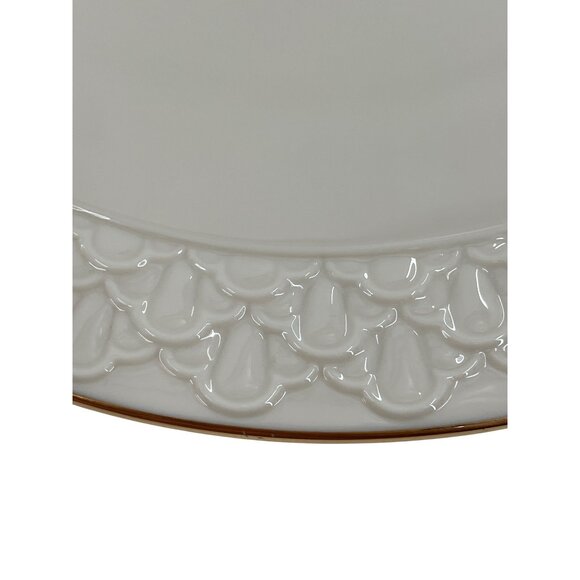 Lenox Jacquard Gold Cake Plate 10.5" Embossed Leaf Design USA Fine‎ China - Picture 2 of 5